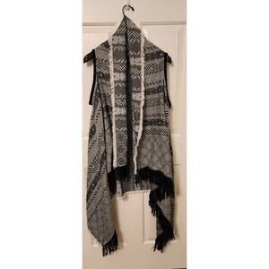 AKIRA CHICAGO BLACK LABEL SHAGGY CHEVRON OPEN FRONT LONGLINE CARDIGAN SWEATER OS